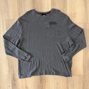 Harley-Davidson Beach House Men's Gray Long Sleeve Shirt Waffle Thermal